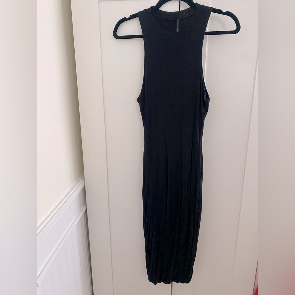 Mezzanine USA Size M Black Sleeveless Turtleneck Dress - Fitted Midi Length